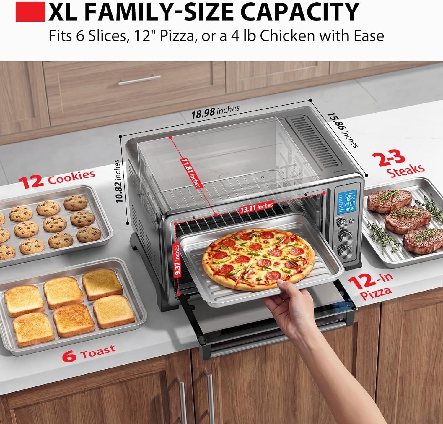 10-in-1-convection-toaster-oven-6-slice-countertop-oven-1500w-bake-broil-rotisserie-pizza-functions-lcd-knob-controls-6-accessories-with-toast-1500w-black-stainless-steel