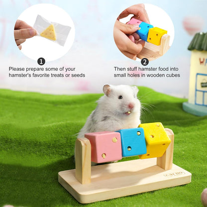 Hamster Enrichment Toys, Hamster Chew Toys, Wooden Small Animal Cage Accessories, for Syrian & Dwarf Hamsters, Gerbils, Rats3