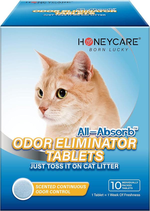 HONEY CARE All-Absorb Cat Litter Odor Eliminator Tablets 丨 Refresh Smell Long-Lasting Scent Away - Jasmine Fragrance (10Pcs/Box=4-10 Weeks), Blue1