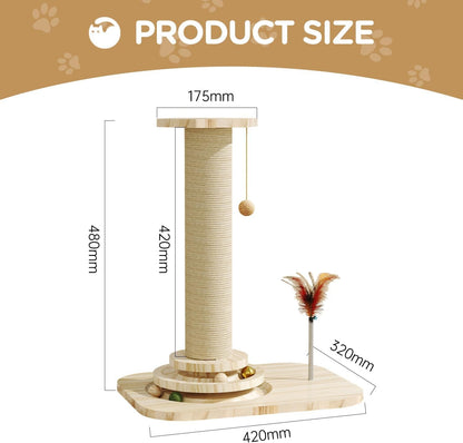 Cat Scratching Post, Small Scratching Post with Vertical Scratcher and Tracking Interactive Ball for Kittens3