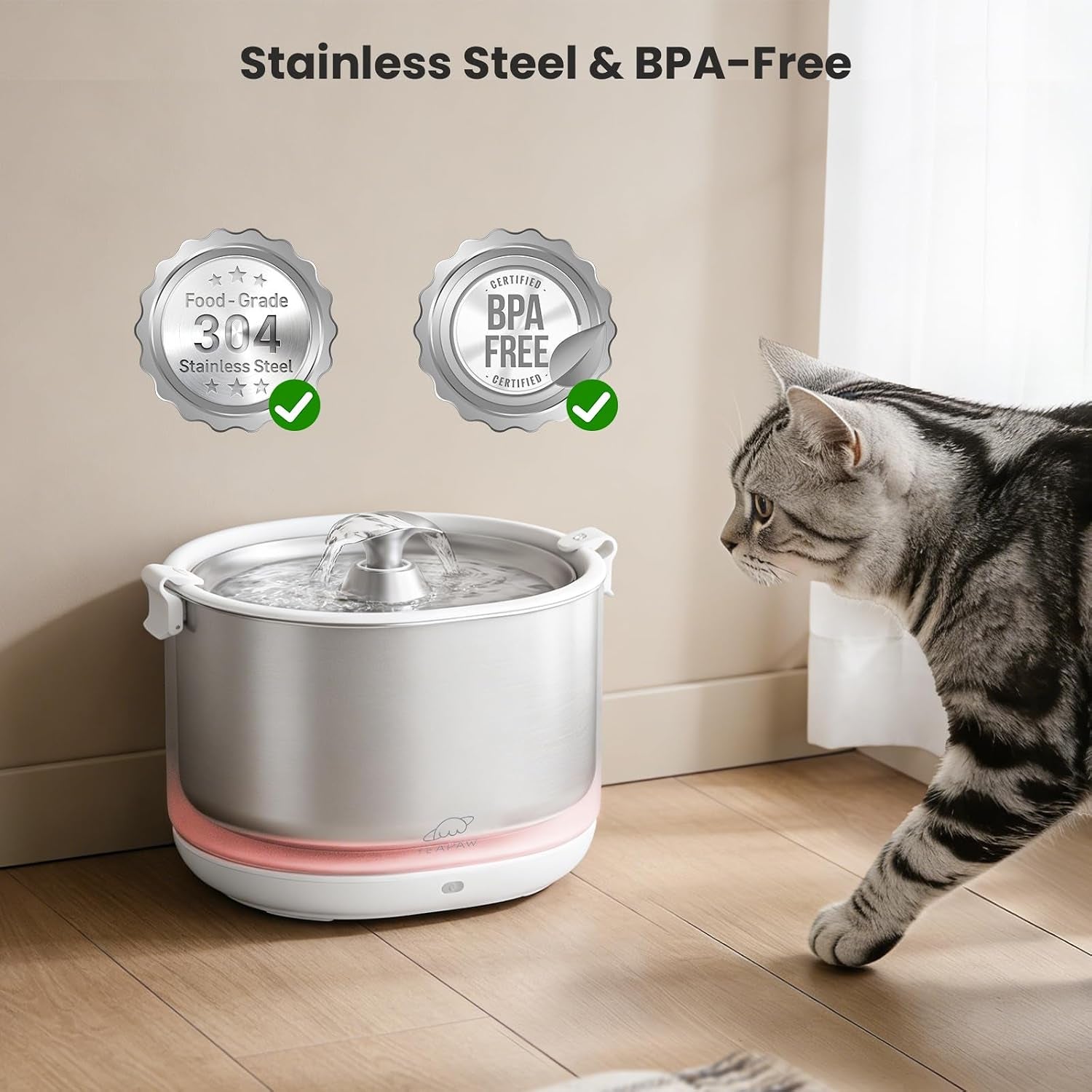cat-water-fountain-pumpless-stainless-steel-buckets-bowl-wireless-pet-water-fountain-2-5l-water-fountains-for-cats-indoor-dispenser-easy-to-clean-bpa-free-white