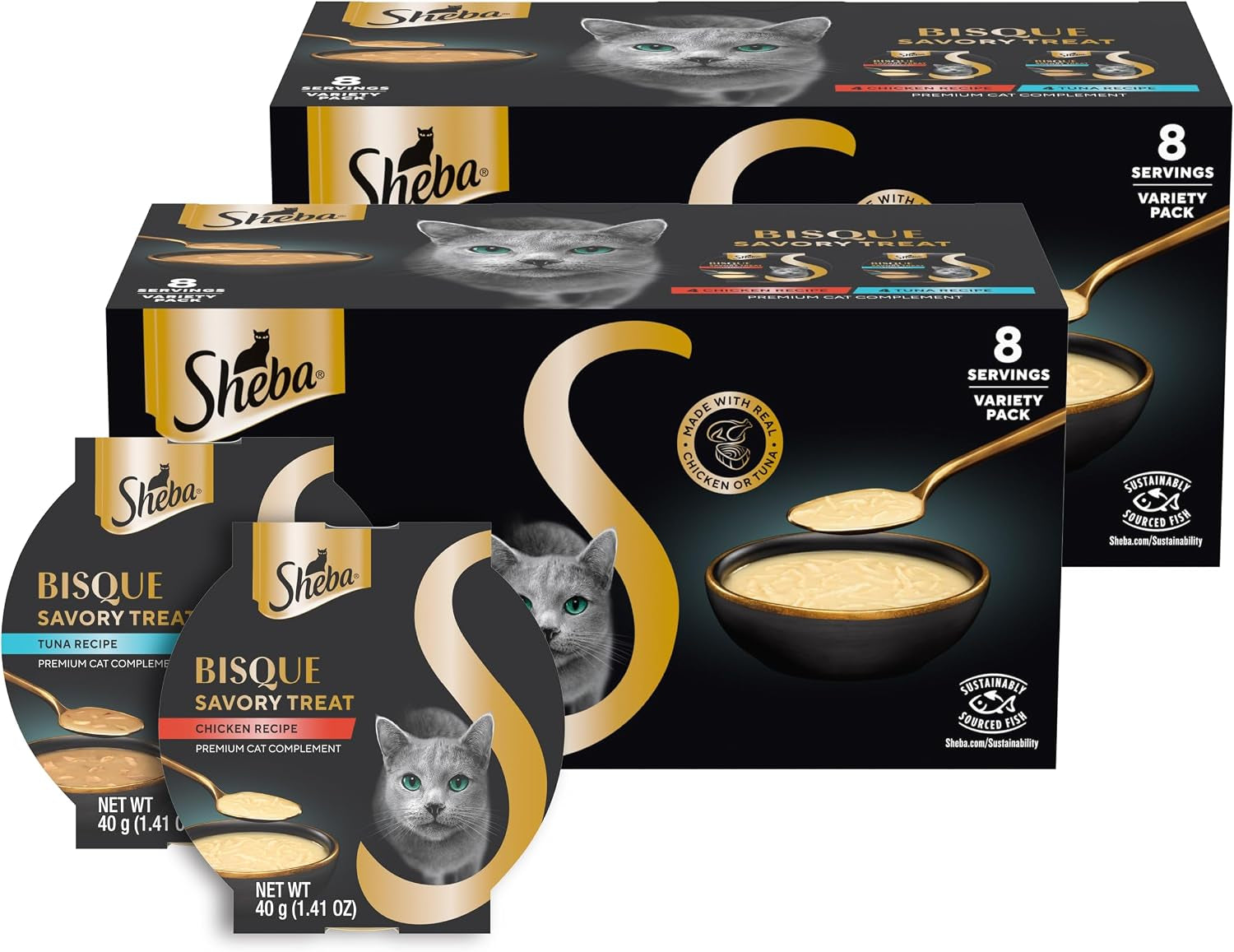 sheba-bisque-cat-treats-food-toppers-variety-1-4-oz-8-count-2-pack-grain-free-chicken-tuna-recipes-low-calorie-protein-rich-hydration-support-no-fillers-artificial-flavors-1-4-oz-bowls