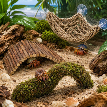 HERCCOCCI Hermit Crab Accessories, Hermit Crab Toys Flexible Climbing Bridge Reptile Hammock Habitat Decor for Hermit Crabs Leopard Geckos Crested Tortoise Snake9