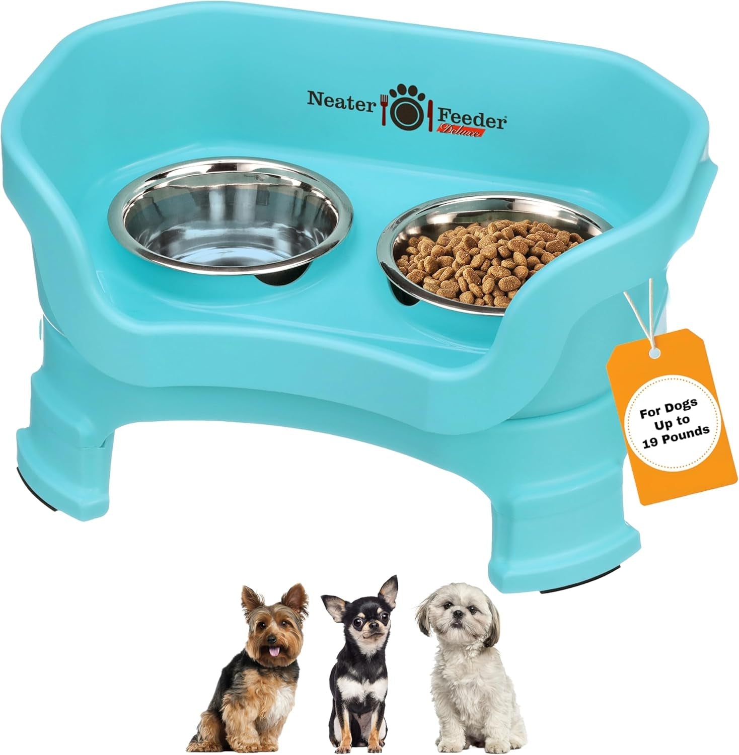 neater-feeder-deluxe-mess-proof-elevated-dog-bowls-for-small-dogs-up-to-19-lbs-2-height-adjustable-6-7-5-no-spill-raised-dog-bowl-stand-stainless-steel-food-bowl-set-made-in-usa-cappuccino