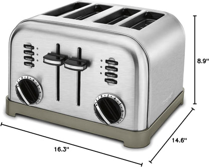 TOB-40N Custom Classic Toaster Oven Broiler, 17 Inch, Black & CPT-180P1 Metal Classic 4-Slice Toaster, Brushed Stainless8