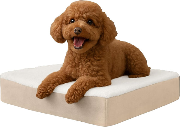 Orthopedic Dog Bed - 2-Layer Memory Foam Crate Mat with Machine Washable Sherpa Cover - 20X15 Pet Bed for Small Dogs up to 20Lbs by PETMAKER (Gray)19