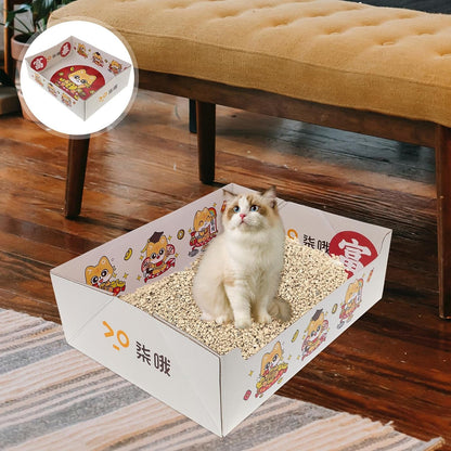 Portable Collapsible Cat Litter Box, Foldable Disposable Fiber Litter Tray 38X29X12Cm, Travel-Friendly Indoor Outdoor Kitten Potty for Pet Cleaning and Housebreaking9