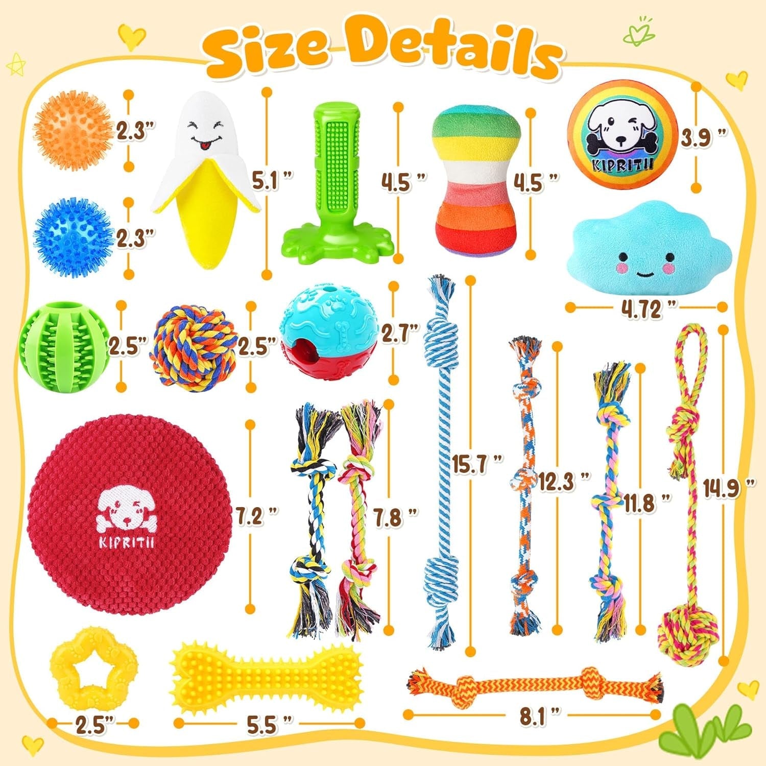 kipritii-25-pack-various-dog-toys-set-ideal-for-teething-entertainment-interactive-play-includes-puppy-toys-rope-toys-treat-balls-and-squeaky-dog-toys