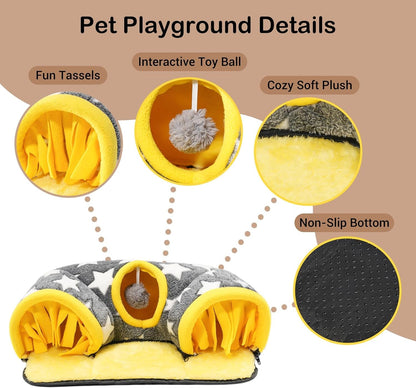 Avont Guinea Pig Tunnel, Small Animal Hideaway Tube Toy | Cozy Plush Tunnel for Guinea Pigs and Small Pets with Non-Slip Bottom and 2-In-1 Design in Medium Size Starry3