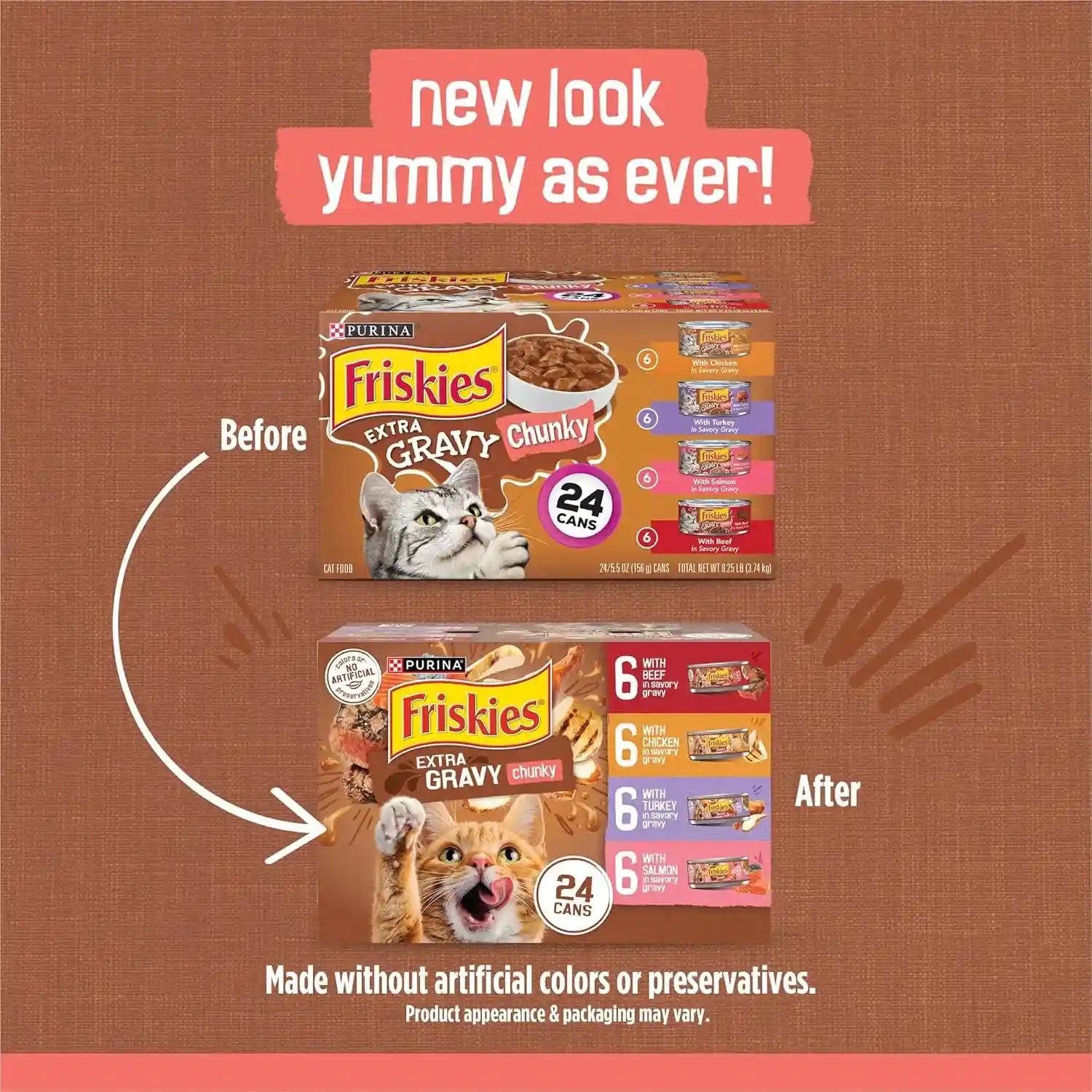 purina-friskies-extra-gravy-wet-cat-food-chunky-24ct-variety-pack-with-chicken-turkey-salmon-beef-pack-of-24-5-5-oz-cans