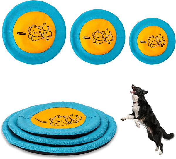 Bifeaw 3 Packs Nylon Interactive Dog Flying Disc - Floating Dog Toys for Aggressive Chewers - Water Toys for Dogs (Blue and Yellow)1