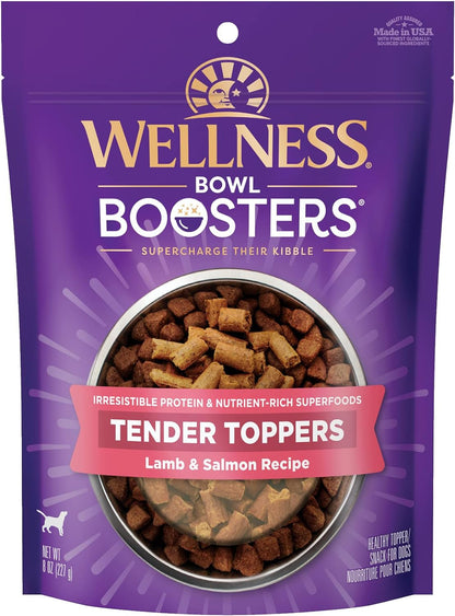 Wellness Bowl Boosters Tender Toppers Dog Food Topper for Small, Medium, and Large Breeds, Grain Free, Natural, Lamb and Salmon Recipe, 8 Oz Bag1