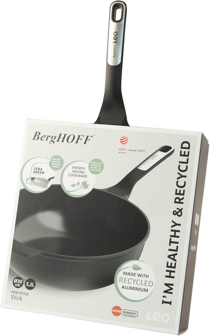 Phantom 12In Ceramic Nonstick Wok Pan, 5.3Qt Stir Fry Pan | Recycled Cast Aluminum, Ceragreen Non Toxic PFAS & PTFE Free, Full Disk Induction, Stay Cool Handle, Gas & Glass Top Stoves5