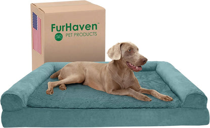 Furhaven Orthopedic Dog Bed for Large Dogs, Sofa-Style with Cool Gel-Top Foam with a Solid Orthopedic Foam Base for Joint Support, Removable Washable Cover, Jumbo XL, Plush & Suede, Gray32
