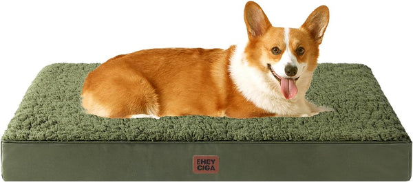 EHEYCIGA Orthopedic Dog Bed Large with Removable Washable Cover,Grey,41X27 | Egg Crate Foam Support,Durable Oxford Fabric,Non-Slip Bottom,Machine Washable,Soft Waterproof Plush Pet Bed Mat for Crate41