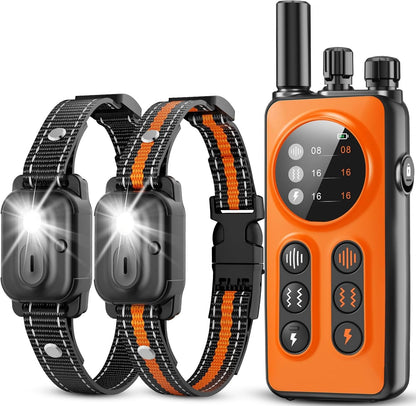 Dog Shock Collar 2 Dogs, 3300Ft Dog Training Collar with Remote, Real-Time Dual-Channel Remote with 3 Training Modes, Beep, Vibration, Safety Shock, Light, Fits 8-120 Lbs All Breeds Sizes - Orange1