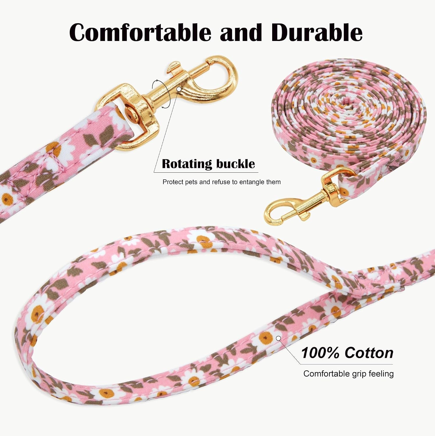 no-pull-dog-harness-leash-set-adjustable-xx-small-pink-daisy-fashionable-cute-stylish-escape-proof-includes-leash