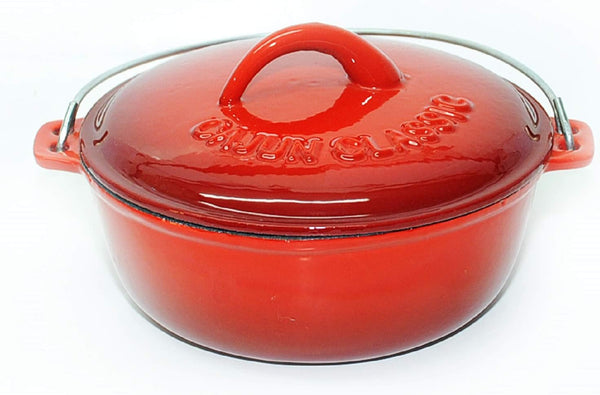 12 Qt. Red Enamel Coated Cast Iron Dutch Oven1