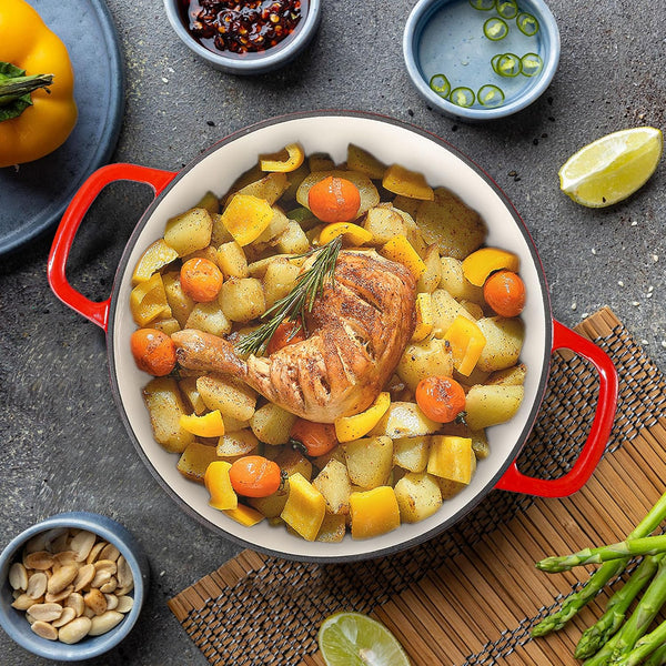 3.5 Quart Enamel Cast Iron Dutch Oven Pot with Lid – Enameled Cookware for Baking, Roasting, and Braising – Durable Cast Iron Pot for Stove Top and Oven Use2