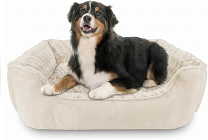 JOEJOY Rectangle Dog Bed for Large Medium Small Dogs - Washable Orthopedic Sofa Bed, Soft Breathable Puppy & Pet Cuddler, Durable Calming Dog Bed with Anti-Slip Bottom, Multiple Sizes, Beige18