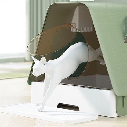 Pet Supplies, Enclosed Cat Litter Box with Lid, Anti-Splash Drawer & Scoop, Pedals(Green)6