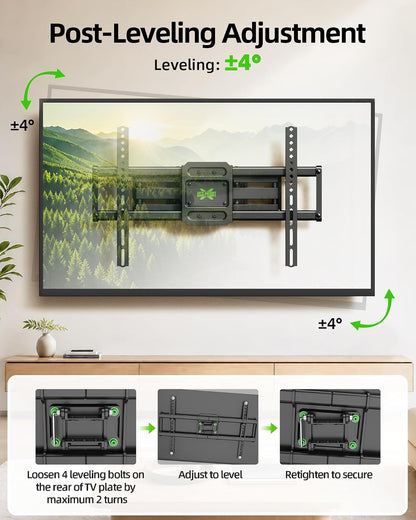Full Motion TV Wall Mount for 42-82 Inch Tvs up to 120Lbs, Wall Mount TV Bracket with Articulating Swivel Tilt Extension Leveling, Max VESA 600X400Mm Fits 12/16" Wood Stud3