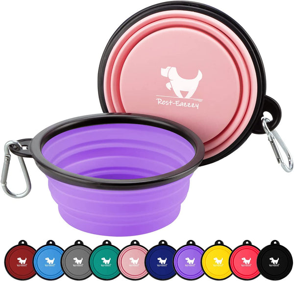Collapsible Dog Bowls for Travel, 2-Pack Dog Portable Water Bowl for Dogs Cats Pet Foldable Feeding Watering Dish for Traveling Camping with Carabiners, BPA Free (Grey&Black, Small (Pack of 2))11