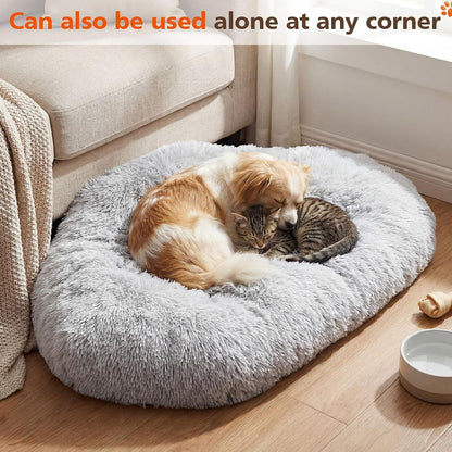 Lemonroad 42.5 Inch Corner Dog Crate Bed Pad Washable Dog Kennel Pad Mat Furniture for Large Dogs Thick Plush Crate Pet Cage Sleeping Bed Pet Corner Side Table (Only Mat)8
