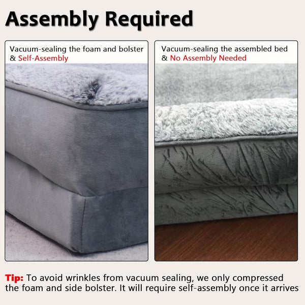 Orthopedic Dog Bed for Medium Dogs - Gel Memory Foam Pet Bed with Waterproof & Washable Cover, Contoured Bolster Design for Dogs & Cats (Grey, 30.0" L X 20.0" W X 6.3" Th)6
