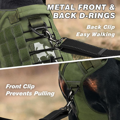WINGOIN Tactical Dog Harness for Large Dogs, Heavy Duty No Pull Dog Harness with Handle, Adjustable Reflective Military K9 German Shepherd Big Size Dog Vest for Walking, Training, Hunting, Green (L) | with Handle,Adjustable Reflective,Green Military K9 Style,Big Size Dog Vest,For German Shepherd,For Walking Training Hunting2