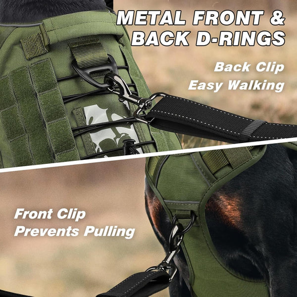 WINGOIN Tactical Dog Harness for Large Dogs, Heavy Duty No Pull Dog Harness with Handle, Adjustable Reflective Military K9 German Shepherd Big Size Dog Vest for Walking, Training, Hunting, Green (L) | with Handle,Adjustable Reflective,Green Military K9 Style,Big Size Dog Vest,For German Shepherd,For Walking Training Hunting2