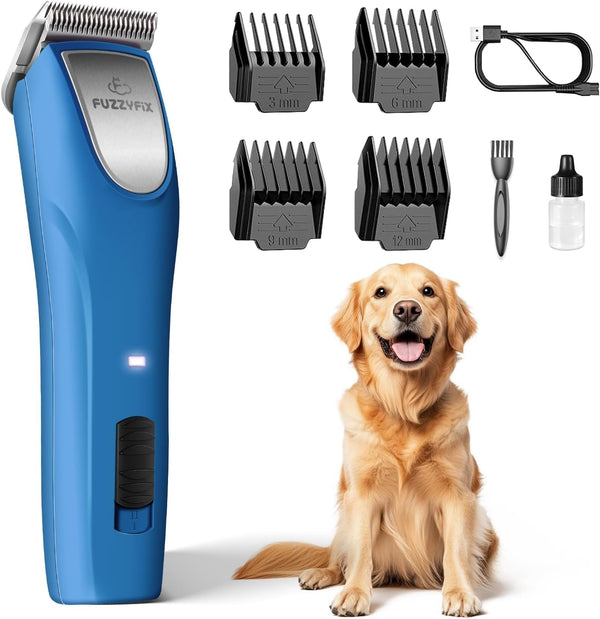 Professional Dog Clippers for Grooming Thick Curly Matted Coats | Detachable A5 Blade & Metal Guide Combs Kit for Horse Animal Breeds Low Noise Cordless Pet Hair Trimmer with 2 Speed Bluewave17