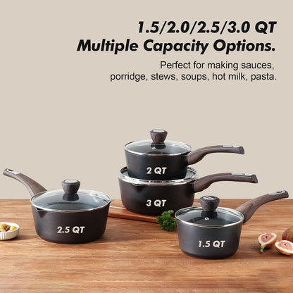 2.0 & 3.0 Quart Sauce Pan Sets with Lid, Cooking Pots Set, Nonstick Saucepan Set with Pour Spout, Small Kitchen Pot, Non Toxic Saucepot, Induction Comptable, Easy to Clean, PFOA Free3