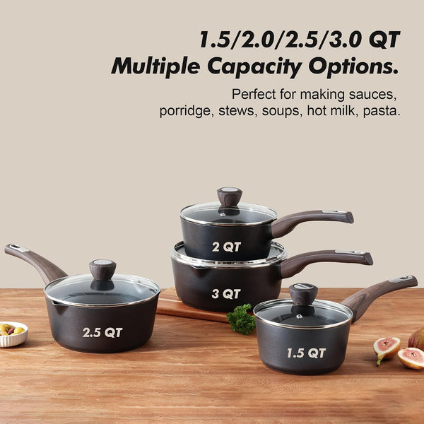 2.0 & 3.0 Quart Sauce Pan Sets with Lid, Cooking Pots Set, Nonstick Saucepan Set with Pour Spout, Small Kitchen Pot, Non Toxic Saucepot, Induction Comptable, Easy to Clean, PFOA Free3