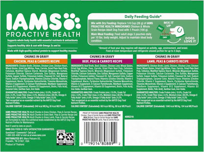 IAMS Proactive Health Wet Dog Food Pouches, Variety Pack, 3.5 Oz, 18 Count | Chicken, Beef & Lamb, Real Meat & Poultry, Omega 6 & 3 Ratio, No Artificial Preservatives or Fillers, Use as Topper or Meal9