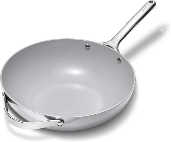 Caraway 12" Non-Stick Ceramic-Coated Stir Fry Pan | Wok-Inspired Pan, Free from Forever Chemicals, High-Sloped Walls, Stainless Steel Handles, Gray1