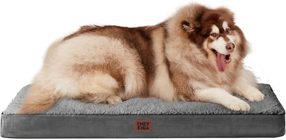 EHEYCIGA Orthopedic Dog Bed Large with Removable Washable Cover,Grey,41X27 | Egg Crate Foam Support,Durable Oxford Fabric,Non-Slip Bottom,Machine Washable,Soft Waterproof Plush Pet Bed Mat for Crate69