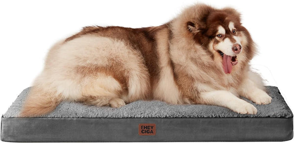 EHEYCIGA Orthopedic Dog Bed Large with Removable Washable Cover,Grey,41X27 | Egg Crate Foam Support,Durable Oxford Fabric,Non-Slip Bottom,Machine Washable,Soft Waterproof Plush Pet Bed Mat for Crate69