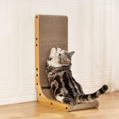 Poils Bebe L Shape Cat Scratcher, 26.8 Inch Cat Scratchers for Indoor Cats, Protecting Furniture Cat Scratch Pad, Cardboard Cat Scratching with Ball Toy, Catnip, Large6