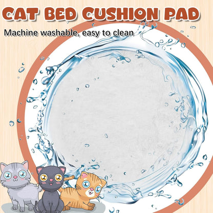 Abbylike 3 Pack 14" round Cat Dog Bed Cushion Pad Mat Faux Rabbit Fur Pet Sleeping Mat with Small Ball Warm Plush anti Slip Washable Cat Tree Tower Replacement Cushion Pad for Carrier Crate, White6