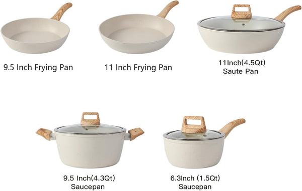 16PCS Pots and Pans Set Non Stick Cookware Juego De Ollas Para Cocina | Beautiful Great Value Food Cooks Evenly Cleans Easily with Frying Pan2