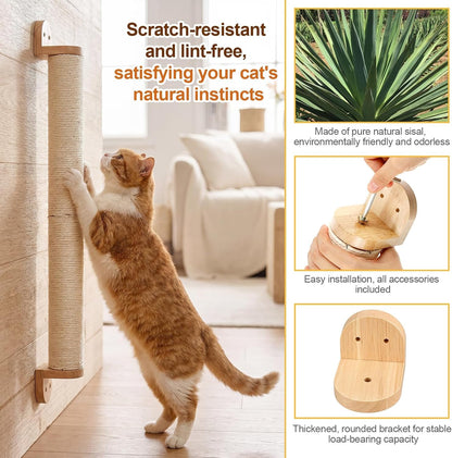 84" Tall Wall Mounted Cat Scratcher Post, Cat Wall Shelves Furniture, 6 Pcs 14 Inch Sisal Climbing Poles with 5 Brackets, Kitten Modular Scratch Tower, Space Saving Pet Supplies4