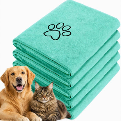 Chumia 4 Pack Dog Towels for Drying Large Microfiber Grooming Tools Absorbent Soft Bath Supplies with Embroidered Paw for Small Medium Pet Products(16 X 32 Inch,Black)18