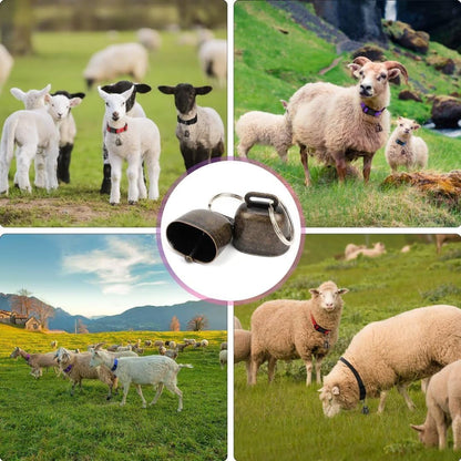 5 Pack Classic Goat Collars with Bells,Anti-Lost Pet Collar | Adjustable Nylon Collar & Sheep Grazing Copper Bells for Small Farm Animal Sheep Calf Cow Accessories(13.7"-20.5")5