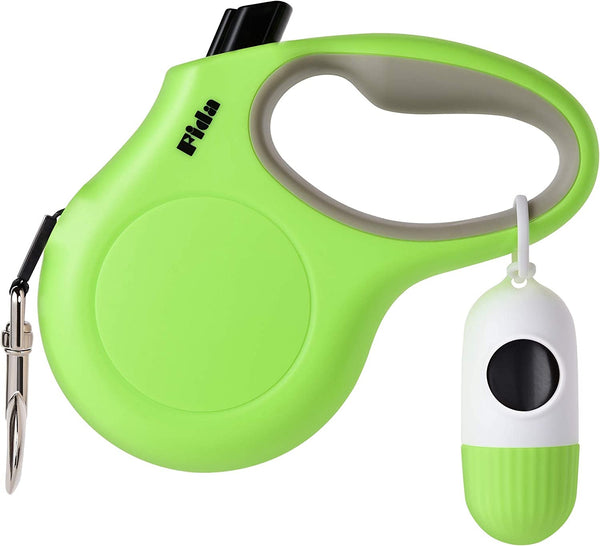 Fida Retractable Dog Leash for Small Breed up to 26 Lbs, 16 Ft Pet Walking Leash with Dispenser and Poop Bags, Anti-Slip Handle, Reflective Strong Nylon Tape, One-Handed Brake (S, White & Pink)10