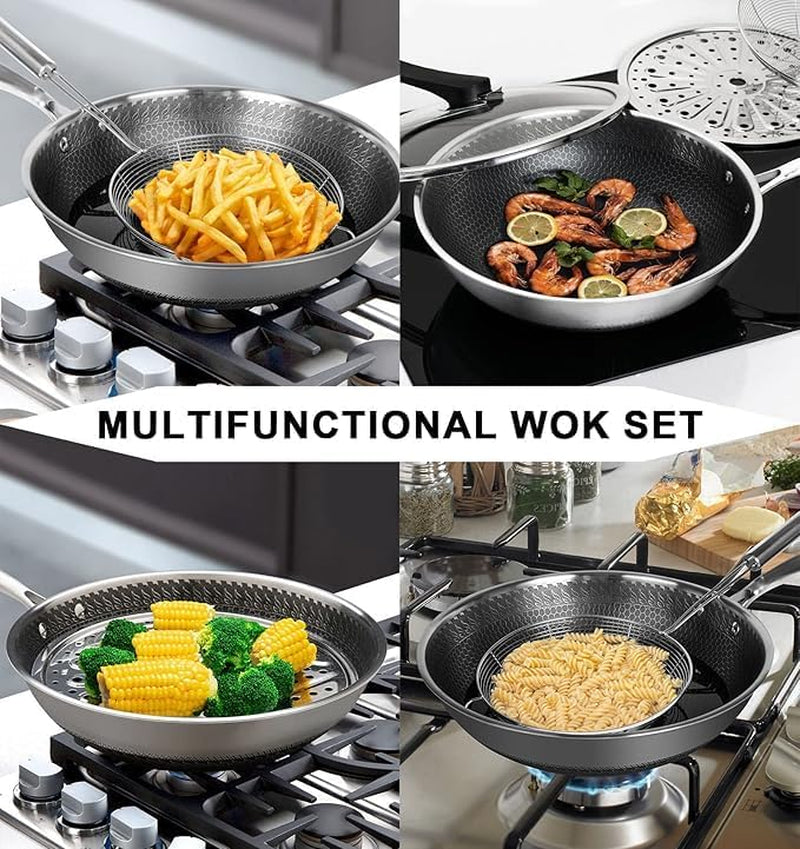 wok-pan-honeycomb-stainless-steel-wok-pan-with-lid-13-3-inch-hybrid-nonstick-stir-fry-pan-flat-bottom-induction-compatible-dishwasher-safe-no-seasoning-needed-serves-3-4