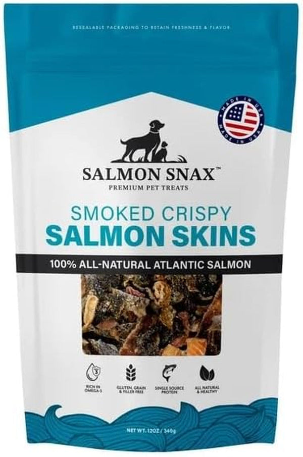 Dog Treats, Smoked Salmon Skin, Grain-Free, Omega-3, 12 Oz | Crispy Smoked Texture Dogs Crave, 100% Wild Salmon, High-Protein Single-Ingredient Snack, Omega-3 Rich, Grain-Free, 12 Oz Bag1