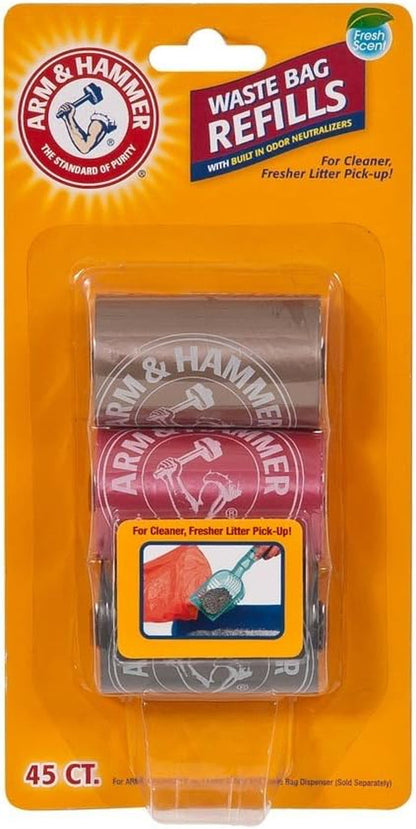 Arm & Hammer 2-In-1 Litter Scoop and Waste Bags Refills, Odor Control with Activated Baking Soda, Fresh Scent, 3 Count1