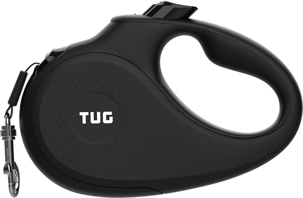 TUG 360° Tangle-Free Retractable Dog Leash | 16 Ft Strong Nylon Tape | One-Handed Brake, Pause, Lock (Medium, White)18