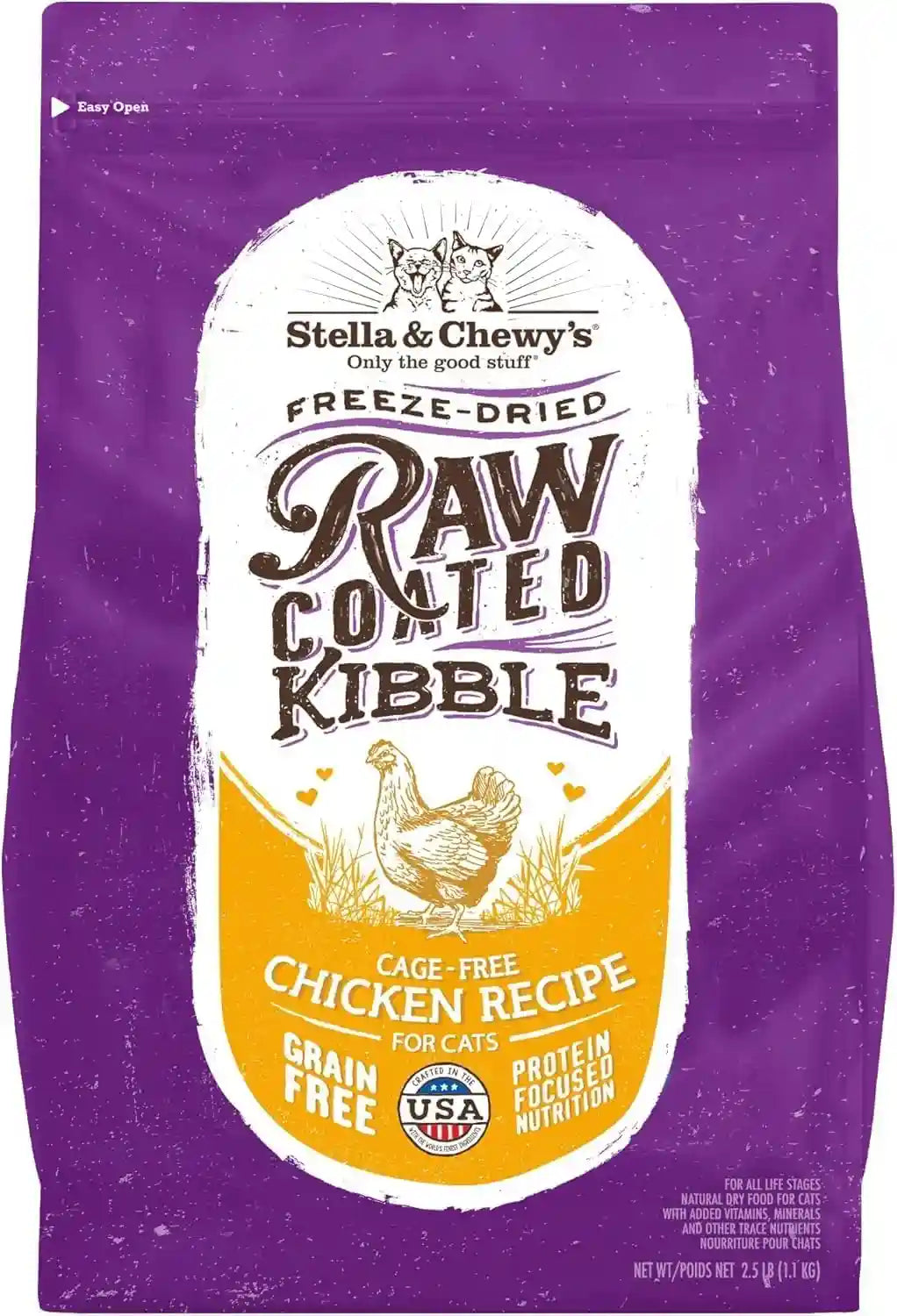 stella-chewys-raw-coated-cat-food-high-protein-grain-free-kibble-with-cage-free-chicken-premium-digestive-support-with-probiotics-natural-small-kibble-perfect-for-picky-eaters-2-5lb-bag
